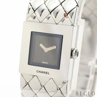 シャネル(CHANEL)のマトラッセ レディース 腕時計 クオーツ SS シルバー ブラック文字盤(腕時計)