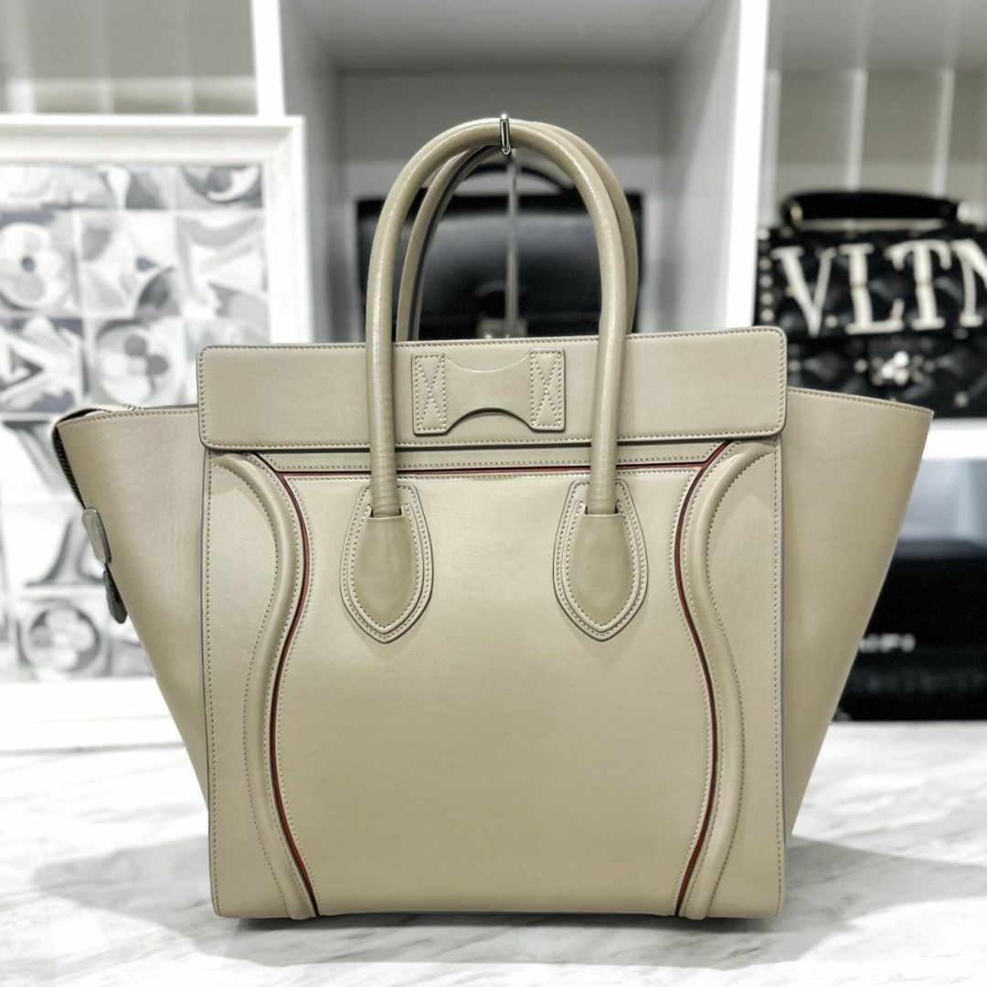 celine - セリーヌ ラゲージ ミニ レザー トートバッグ グレージュ 美