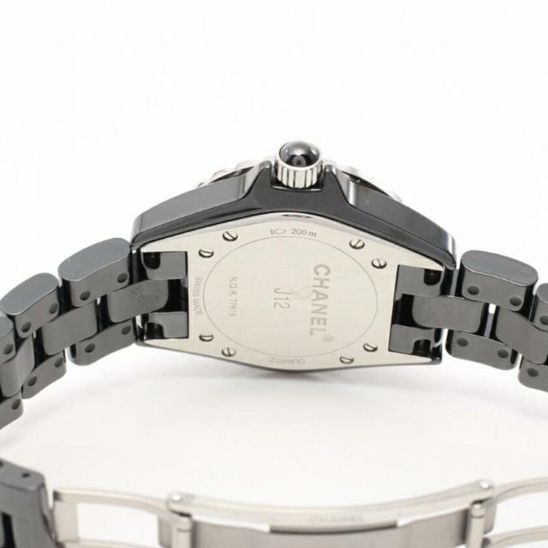 J12 33ｍｍ レディース 腕時計 クオーツ セラミック SS ブラック シルバー ブラック文字盤 12Pダイヤモンド
