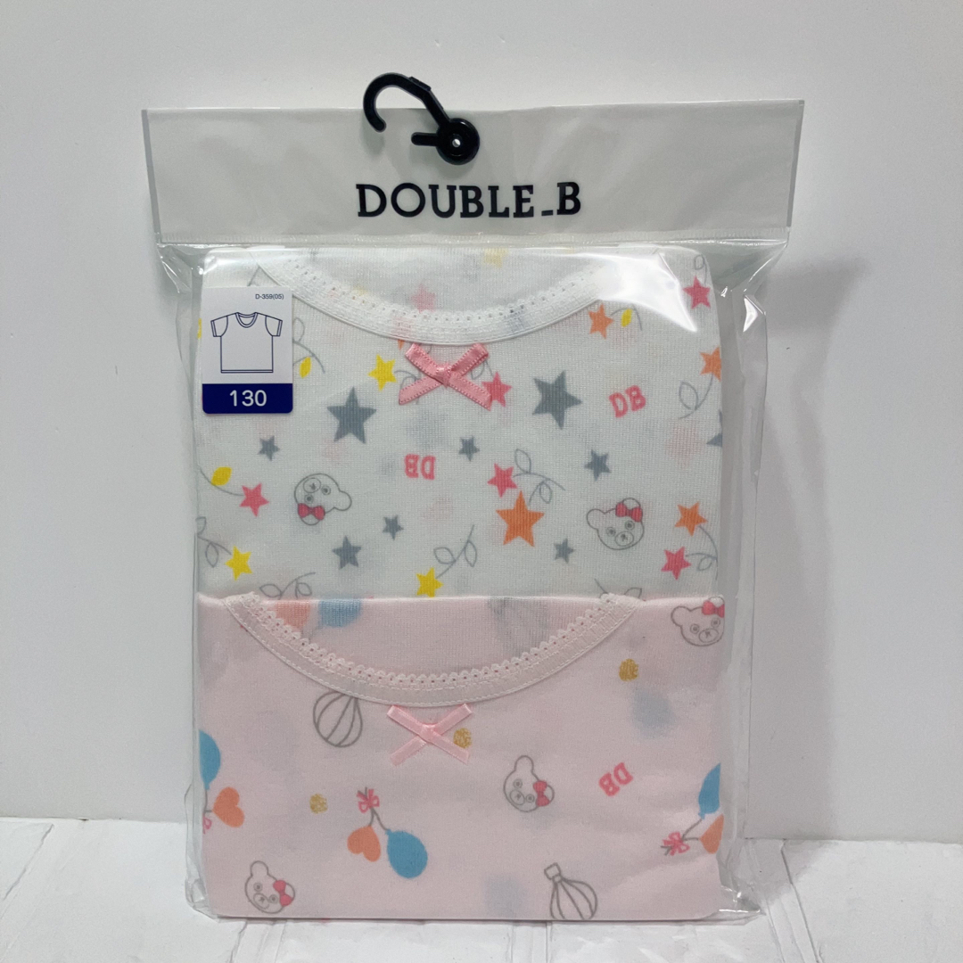 DOUBLE.B(ダブルビー)の(新品)ミキハウスダブルB可愛い女の子肌着半袖Tシャツセット130サイズ キッズ/ベビー/マタニティのキッズ服女の子用(90cm~)(Tシャツ/カットソー)の商品写真