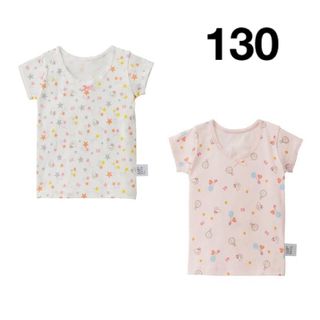 ダブルビー(DOUBLE.B)の(新品)ミキハウスダブルB可愛い女の子肌着半袖Tシャツセット130サイズ(Tシャツ/カットソー)