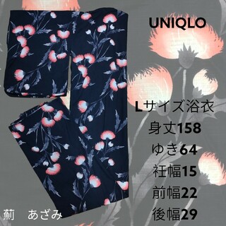 UNIQLO - 浴衣あざみ薊アザミUNIQLOユニクロMサイズ身丈158裄64ブラック黒レッド赤