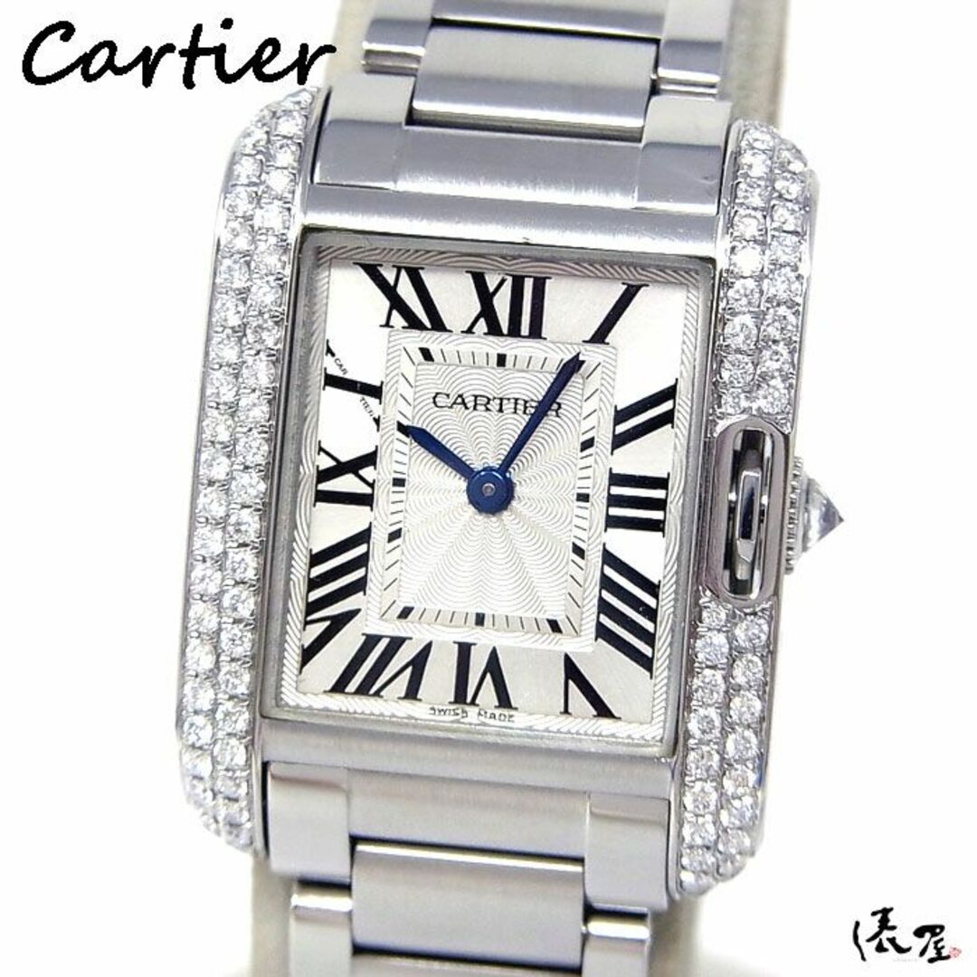 Cartier(カルティエ)の【ダイヤベゼル】カルティエ タンクアングレーズ SM 美品 レディース Cartier 時計 腕時計 中古【送料無料】 レディースのファッション小物(腕時計)の商品写真