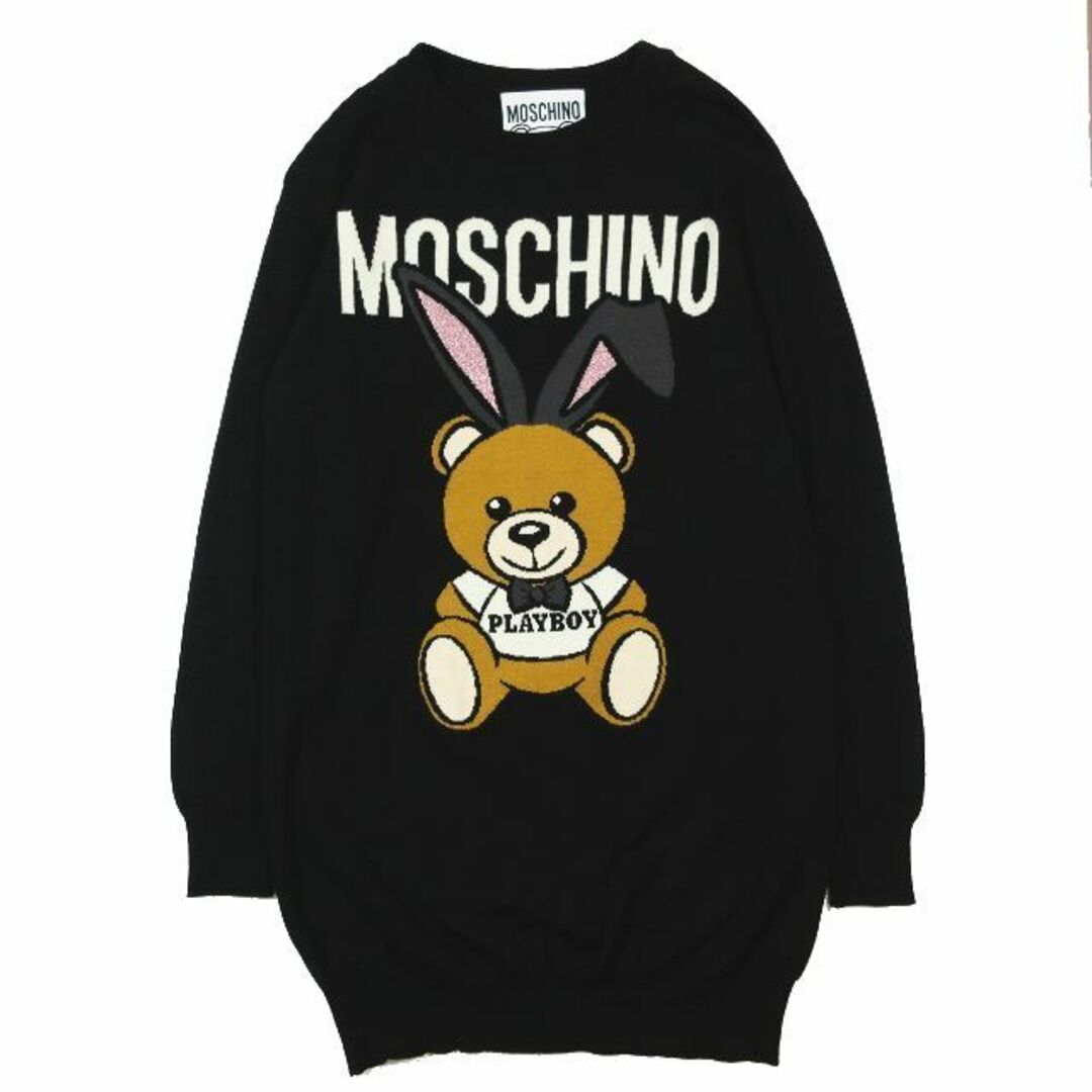 18SS モスキーノ MOSCHINO×プレイボーイ ニット ワンピース 黒48cm身幅