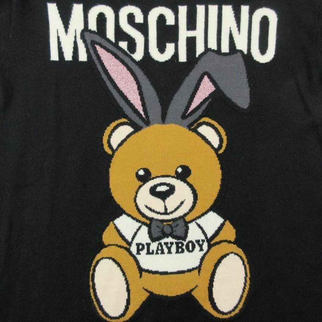 18SS モスキーノ MOSCHINO×プレイボーイ ニット ワンピース 黒48cm身幅