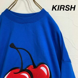 極美品 KIRSH キルシー ビッグチェリー刺繍 スウェット ブルー