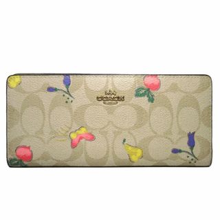 コーチ(COACH)の【新品】コーチ 財布 長財布 COACH PVC シグネチャー ドリーミー ベジー プリント スリム ウォレット 海外紙幣サイズ C9591 IMTVE(ライトカーキ×レトロイエロー) アウトレット レディース(財布)