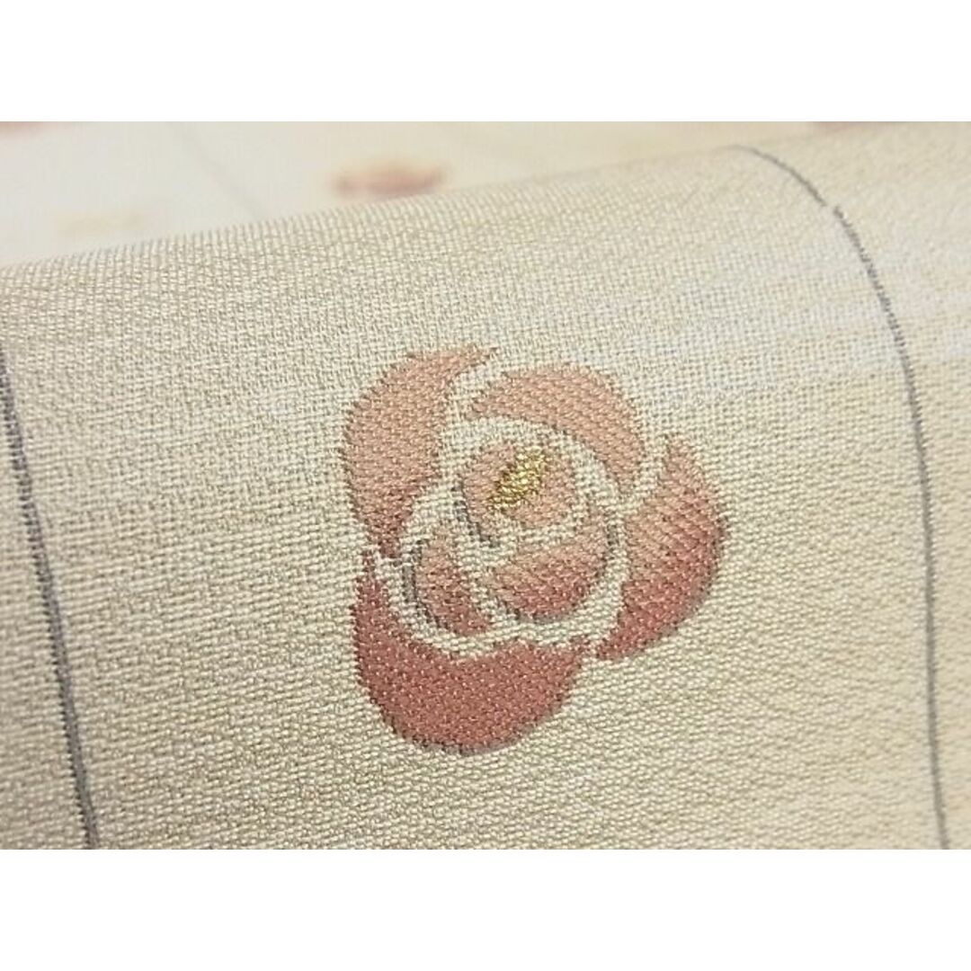 平和屋-こころ店■極上　全通柄袋帯　花間道　薔薇　金糸　正絹　逸品　3kk3534 5