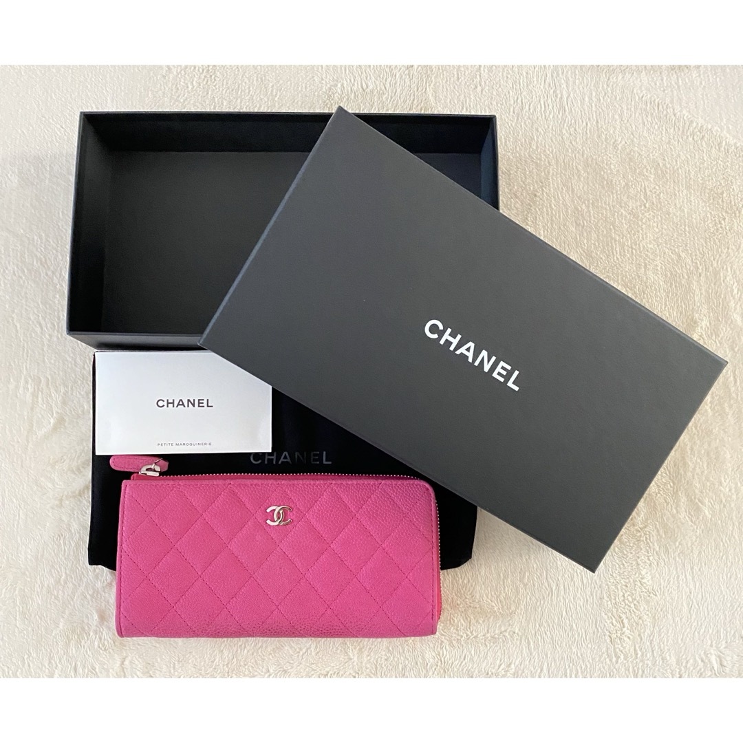 CHANEL(シャネル)の極美品　シャネル　L字　財布　ピンク　キャビアスキン レディースのファッション小物(財布)の商品写真