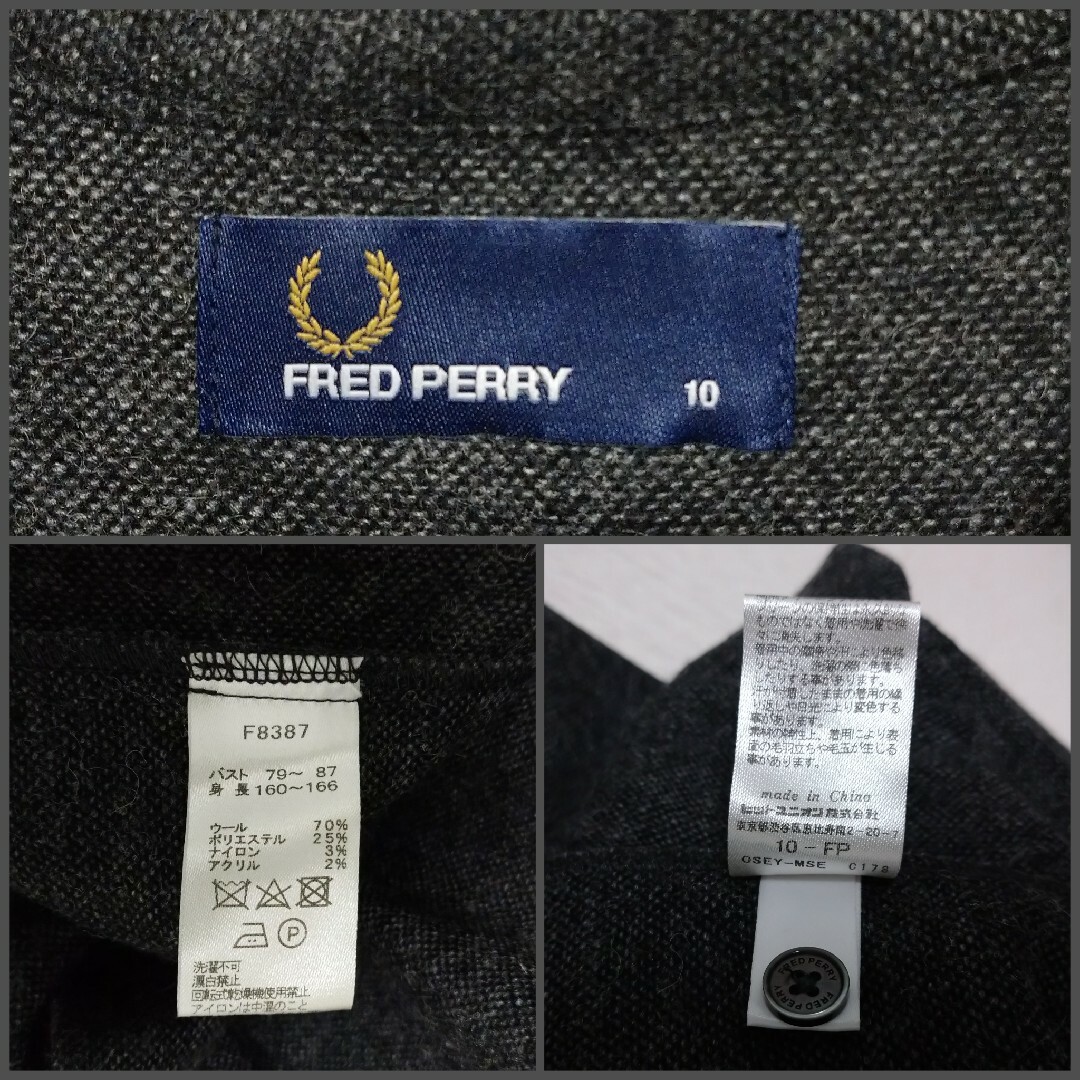 FRED PERRY バックプリーツ シャツワンピース 濃グレー 9