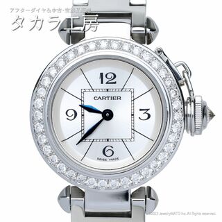 【鑑別書付き】 カルティエ 腕時計 ミスパシャ 白文字盤 ダイヤモンド
