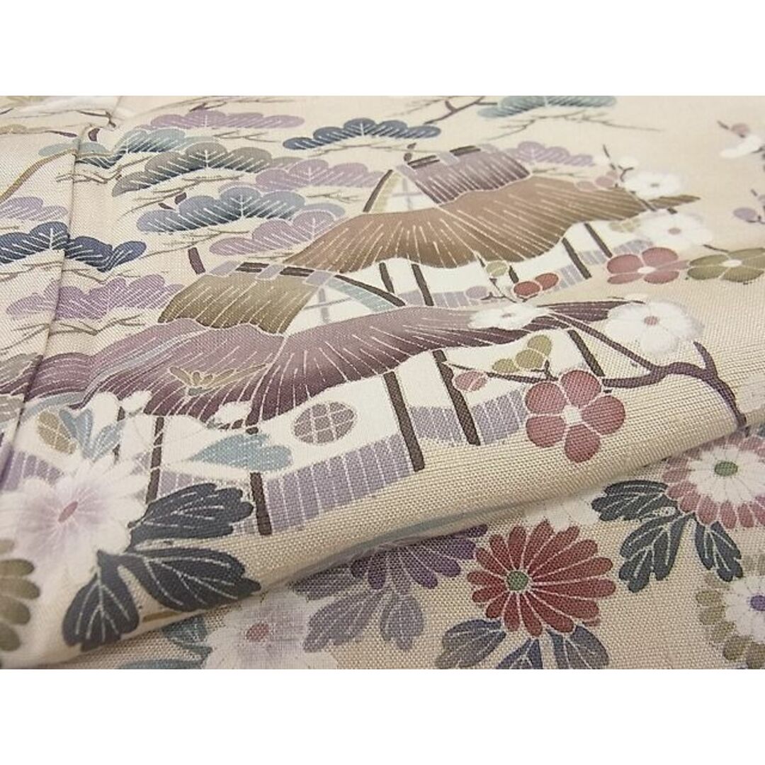 平和屋1□極上 訪問着 紬地 絞り 風景花文 さが美扱い 逸品3s20609の