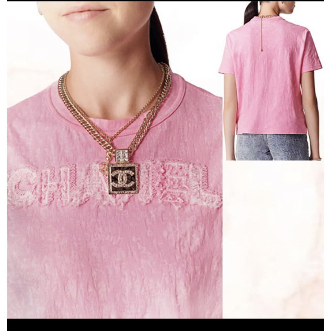 CHANEL(シャネル)のchanel ツイード　カットソー　Tシャツ　ターコイズブルー レディースのトップス(Tシャツ(半袖/袖なし))の商品写真