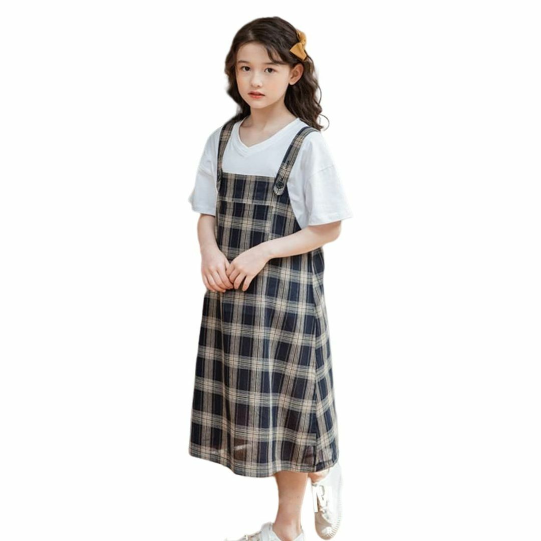 VIISEN 子供服 女の子 2点セット スーツキャミ ワンピース 半袖 Tシャ