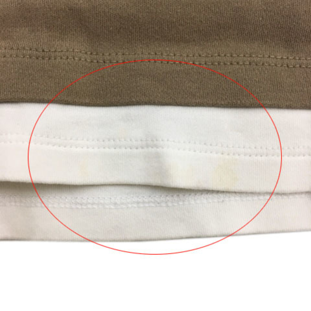 COMME CA ISM(コムサイズム)のコムサイズム Tシャツ カットソー プルオーバー 無地 半袖 M 茶 白 メンズのトップス(Tシャツ/カットソー(半袖/袖なし))の商品写真