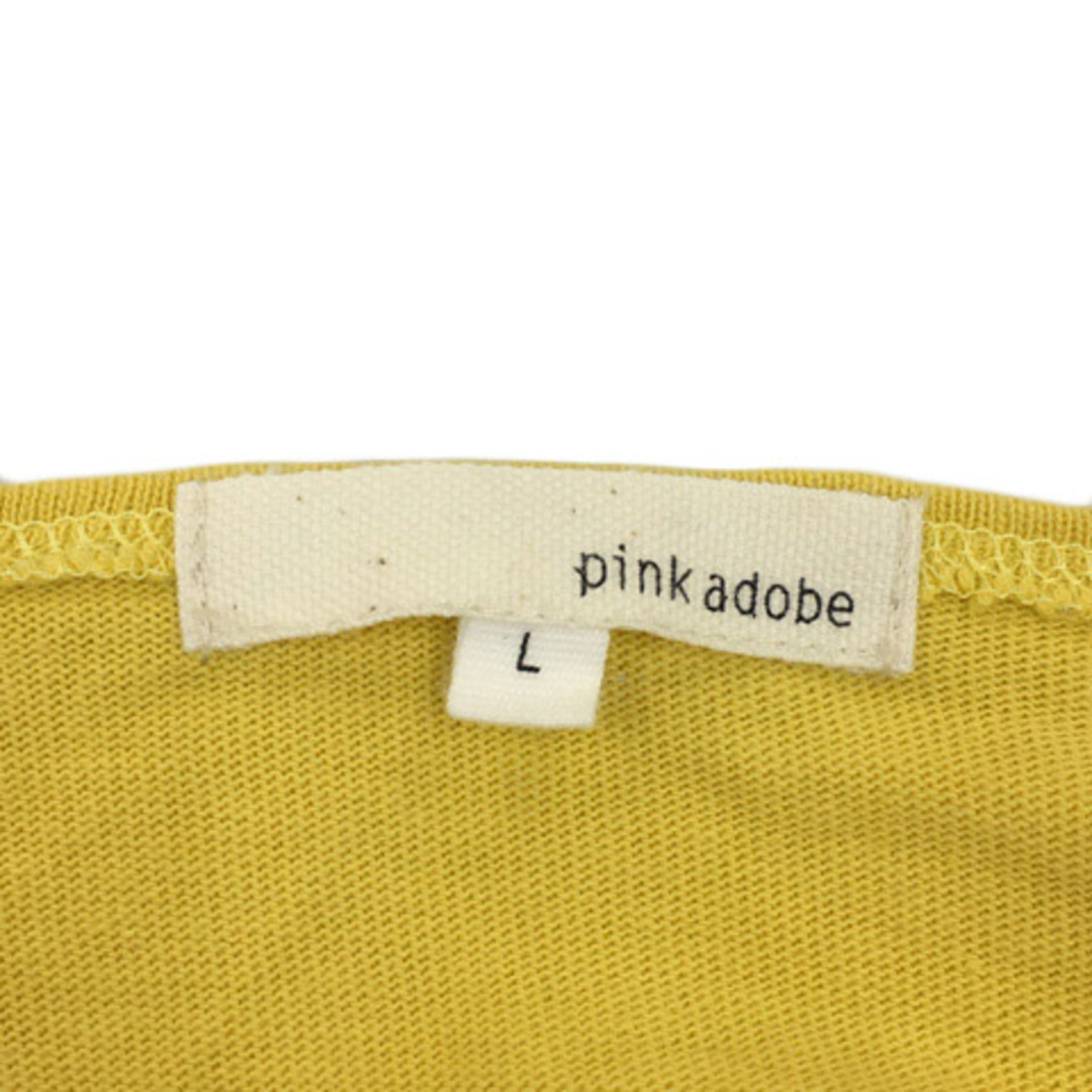 ピンクアドベ カットソー プルオーバー ボートネック ボタン 七分袖 L 黄 レディースのトップス(その他)の商品写真