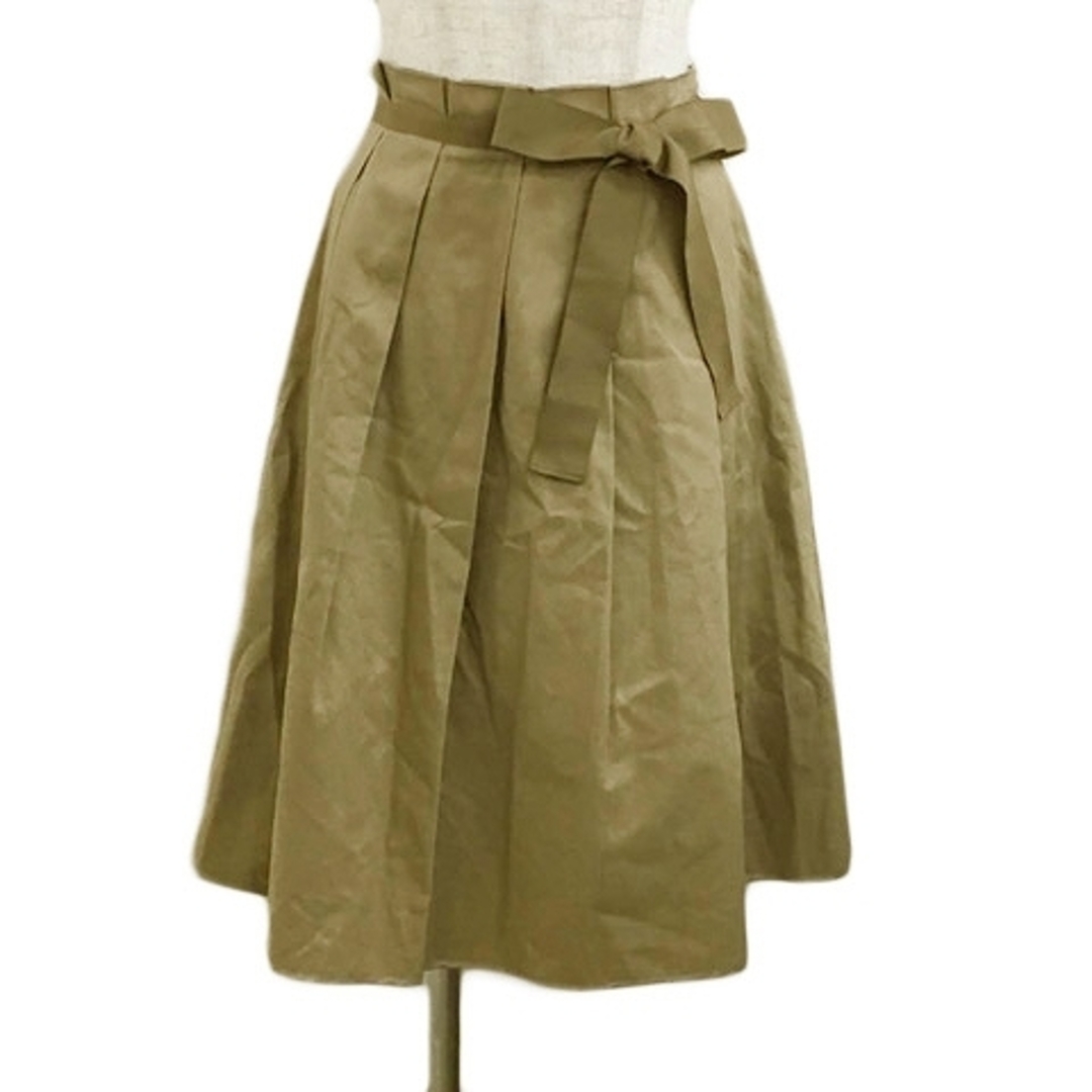 Lois CRAYON(ロイスクレヨン)のロイスクレヨン スカート フレア プリーツ 膝丈 リボン 無地 M ベージュ レディースのスカート(ひざ丈スカート)の商品写真