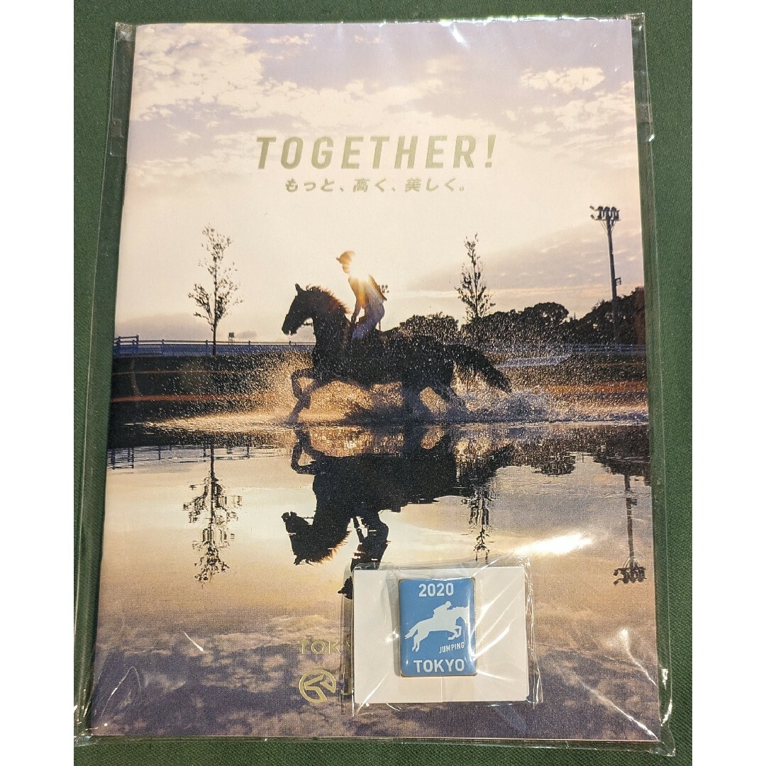 【非売品】JRA馬術「TOGETHER! 2020」ピンバッジ＋リーフレット エンタメ/ホビーのコレクション(ノベルティグッズ)の商品写真