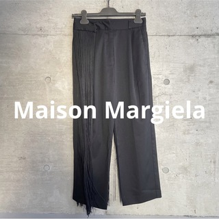 マルタンマルジェラ(Maison Martin Margiela)のマルジェラ MM6 取り外し可能 ドレープフリル付き 黒スラックス (スラックス)