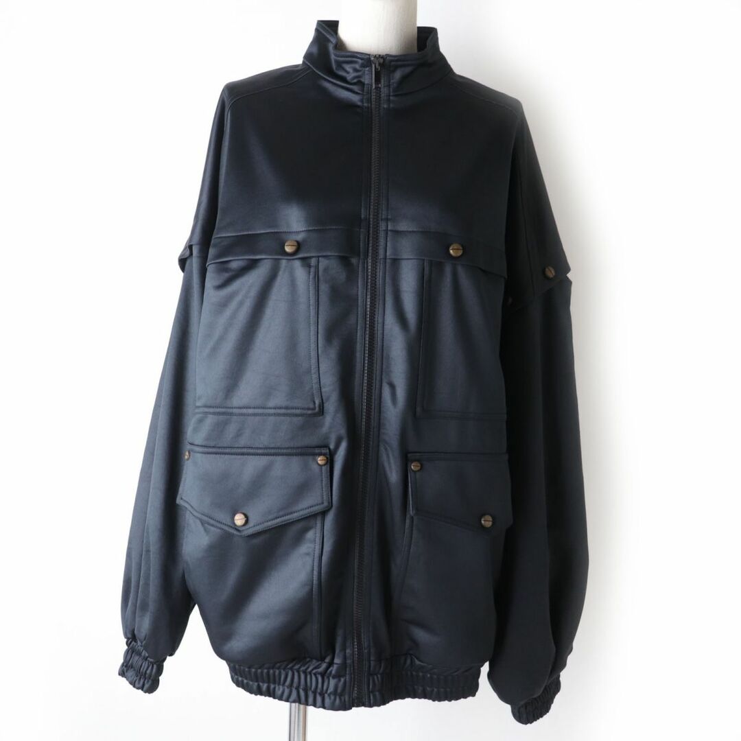 美品☆正規品 GUCCI グッチ 561959 バンドカラー 2WAY ロゴZIP・スタッズ付 テクニカルジャケット ブラック 黒 Ｍ イタリア製