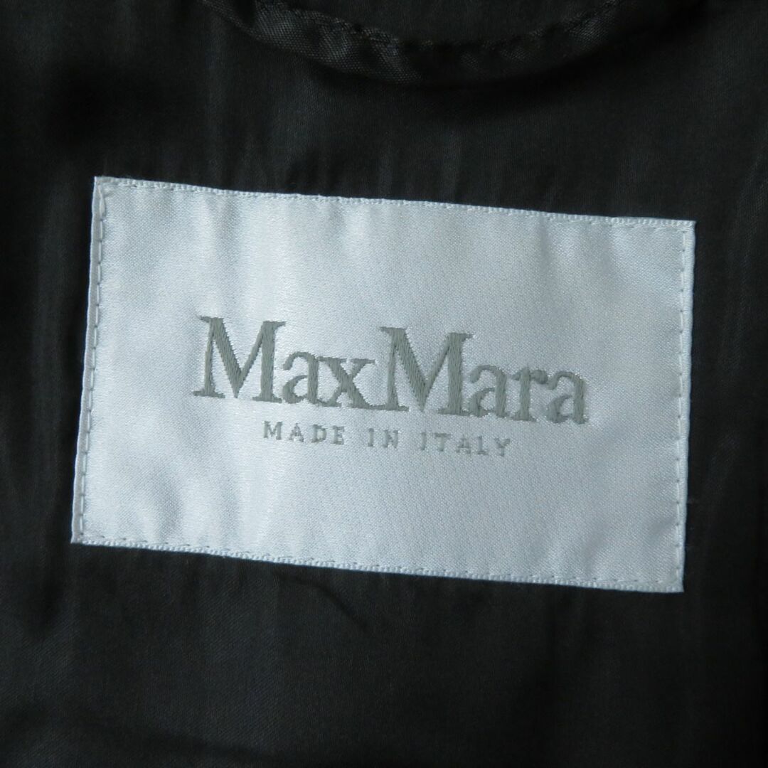 美品☆正規品  MaxMara マックスマーラ 白タグ フリルデザイン アルパカ×ウール ZIP ロングコート ブラック 黒 レディース 42 イタリア製