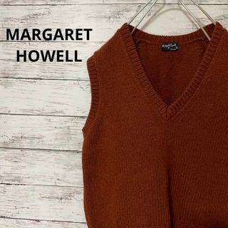 マーガレットハウエル(MARGARET HOWELL)のMARGARET HOWELL ニットベスト Vネック ブラウン カジュアル(ベスト/ジレ)