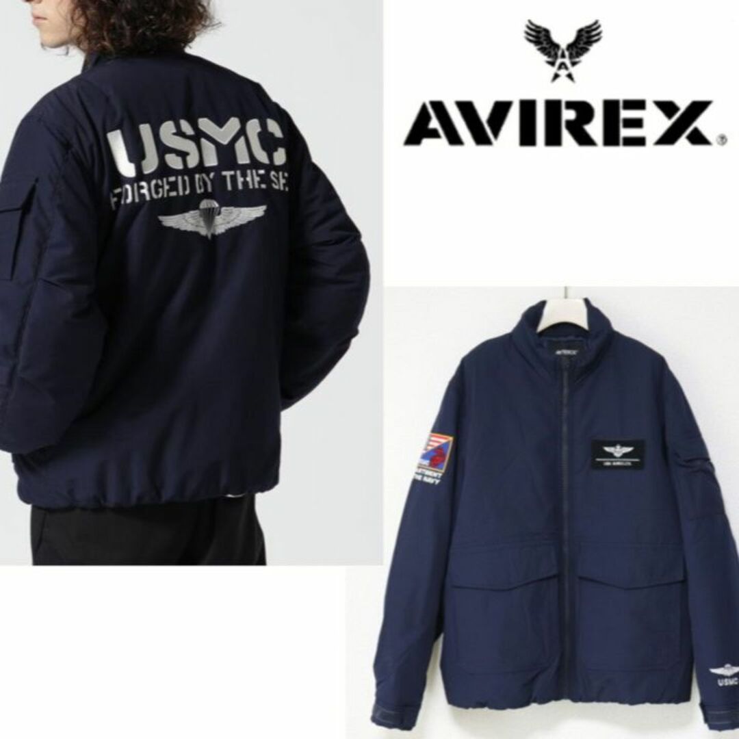 新品【アヴィレックス】 USMC UTILITY パディングジャケット 紺 XL