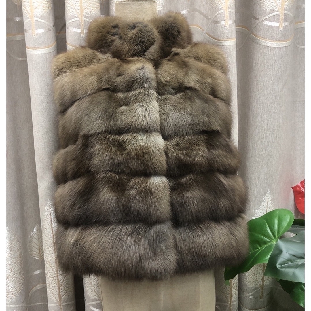 極美品SABLE ロシアンセーブル 本毛皮ベスト　ダークブラウン