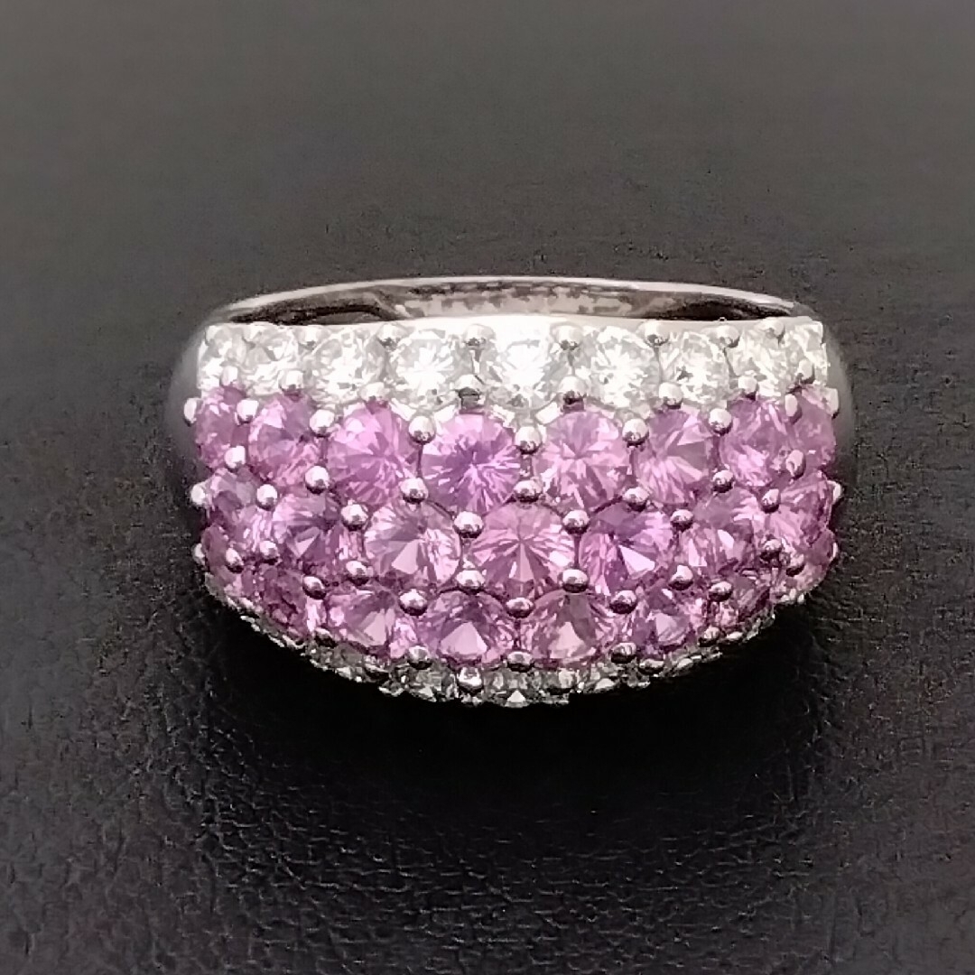 K18WG ✨ピンクサファイア2.56ct✨ダイヤ1.17ct✨パヴェリング✨ レディースのアクセサリー(リング(指輪))の商品写真