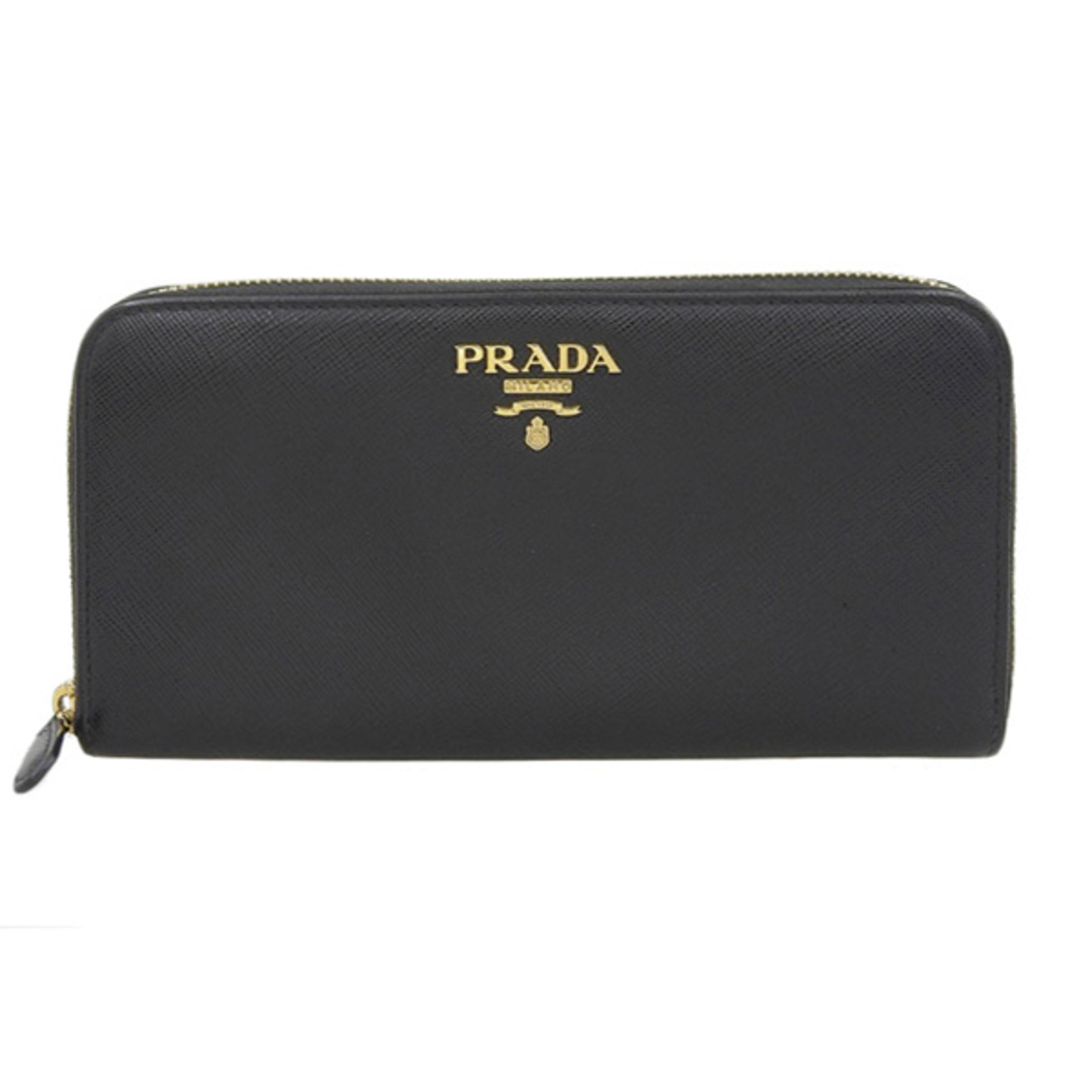 PRADA プラダ SAFFIANO METAL ラウンドファスナー 長財布 1ML506 ブラック gy