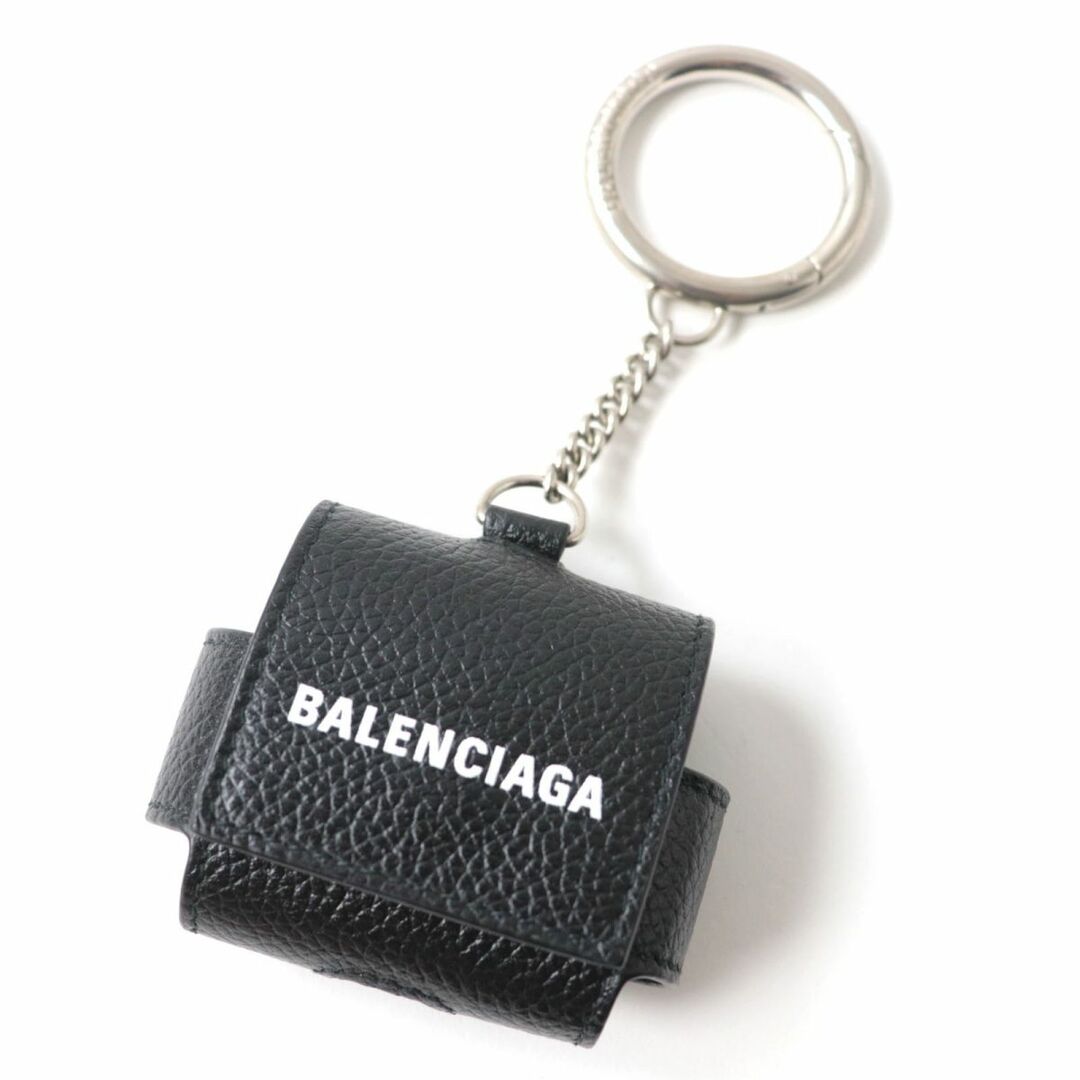 極美品★BALENCIAGA バレンシアガ 655679 ロゴ入り レザー AIRPODS／イヤホンケース ブラック 黒  箱・保管袋付 2022年6月購入