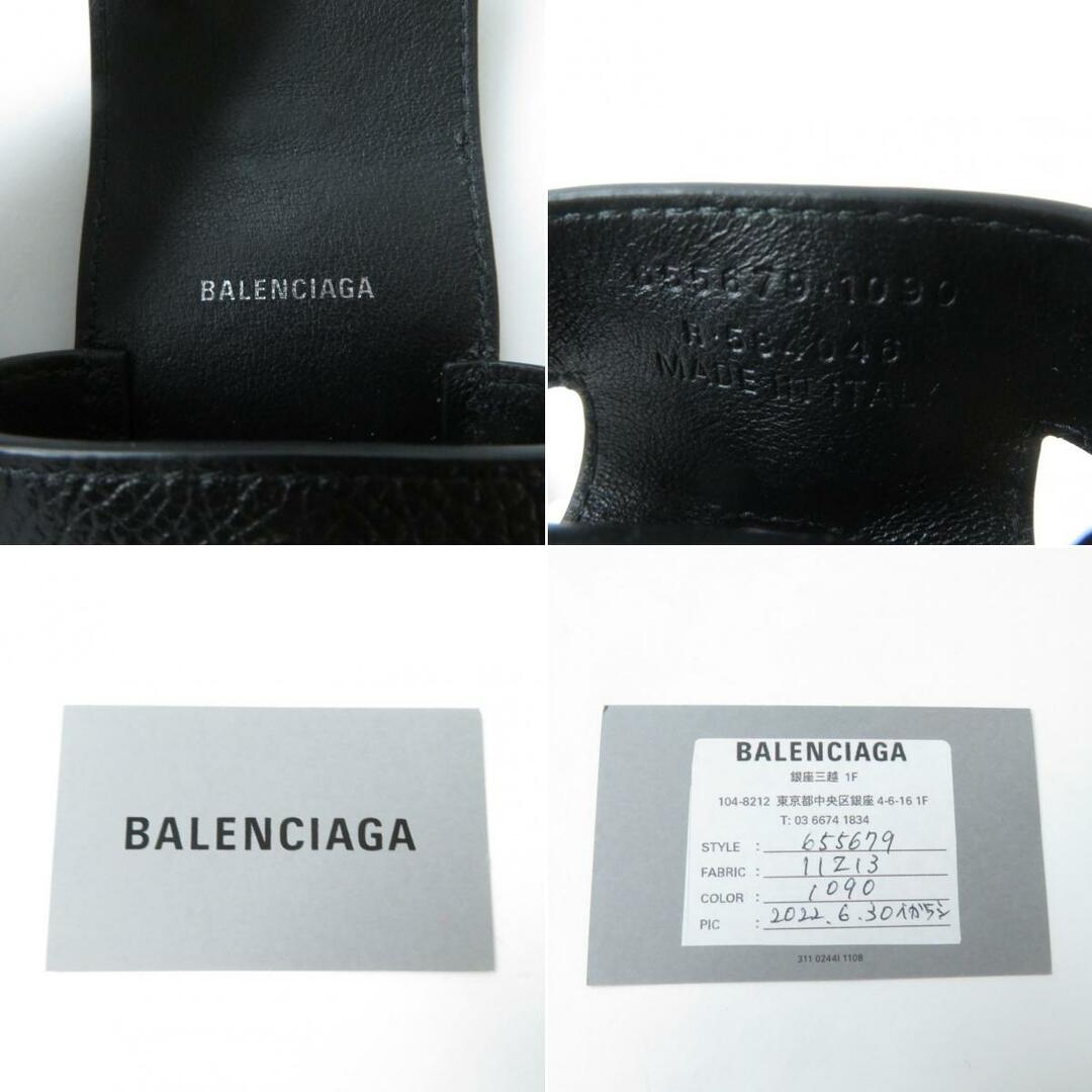 Balenciaga(バレンシアガ)の極美品★BALENCIAGA バレンシアガ 655679 ロゴ入り レザー AIRPODS／イヤホンケース ブラック 黒  箱・保管袋付 2022年6月購入 スマホ/家電/カメラのオーディオ機器(その他)の商品写真