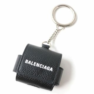 バレンシアガ(Balenciaga)の極美品★BALENCIAGA バレンシアガ 655679 ロゴ入り レザー AIRPODS／イヤホンケース ブラック 黒  箱・保管袋付 2022年6月購入(その他)