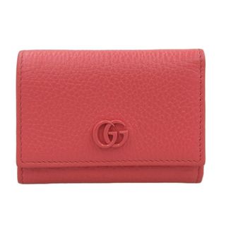 グッチ(Gucci)の【中古】Gucci グッチ GGマーモント レザー 三つ折り コンパクト財布 644407 ピンク gy(その他)