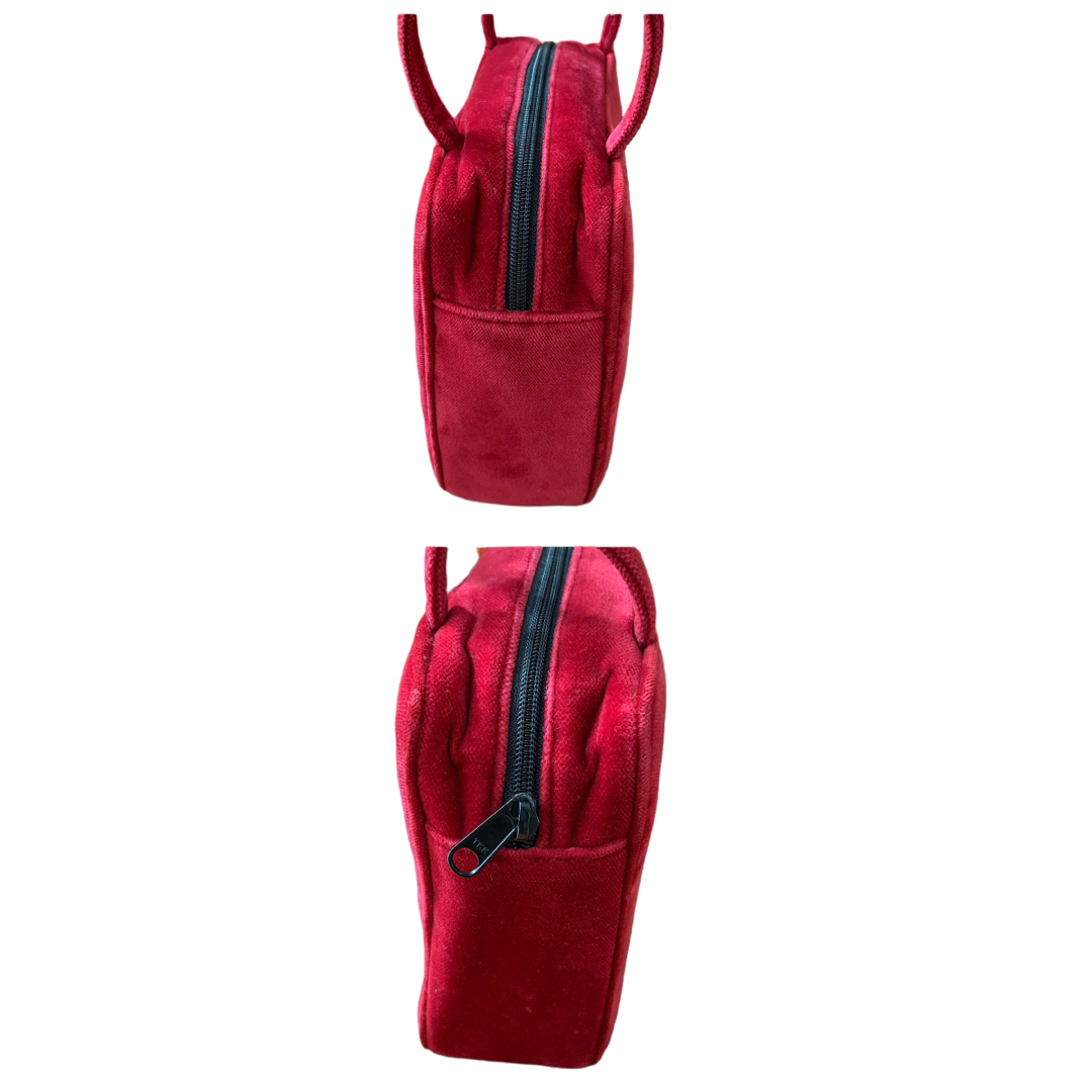 kate spade new york(ケイトスペードニューヨーク)のケイトスペード　ハンドバッグ　赤　スエード　ベロア レディースのバッグ(ハンドバッグ)の商品写真