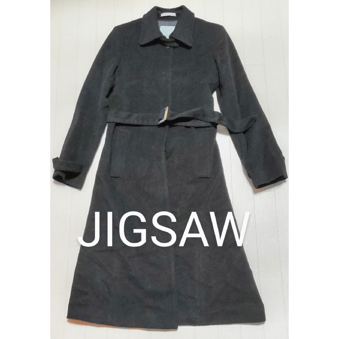 ZIGSAW - 美品 JIGSAW ジグソー ロングコート ラムウール混 黒 英国製