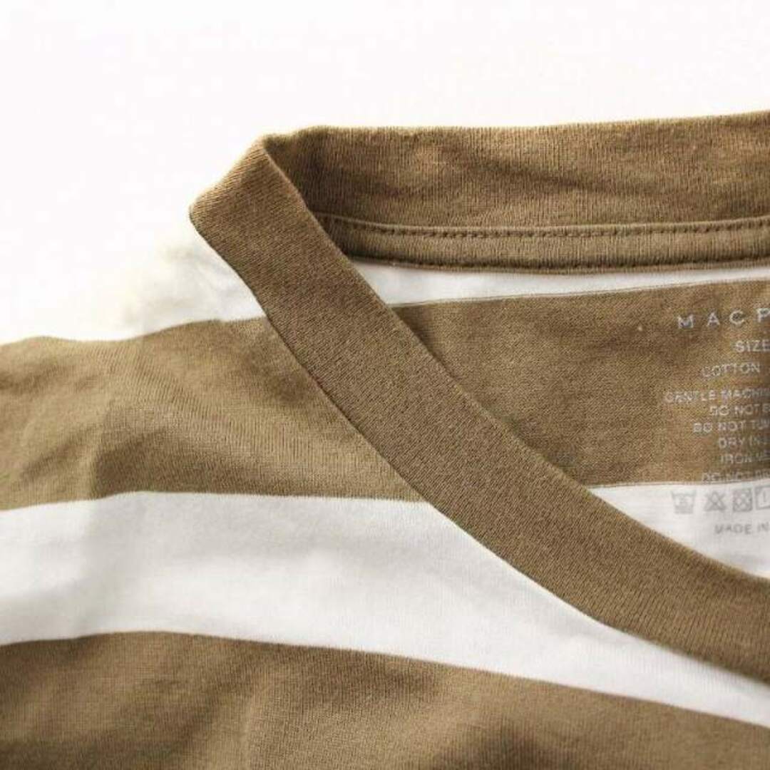 MACPHEE(マカフィー)のMACPHEE Tシャツ カットソー 半袖 ボーダー柄 M 茶 白 レディースのトップス(カットソー(半袖/袖なし))の商品写真