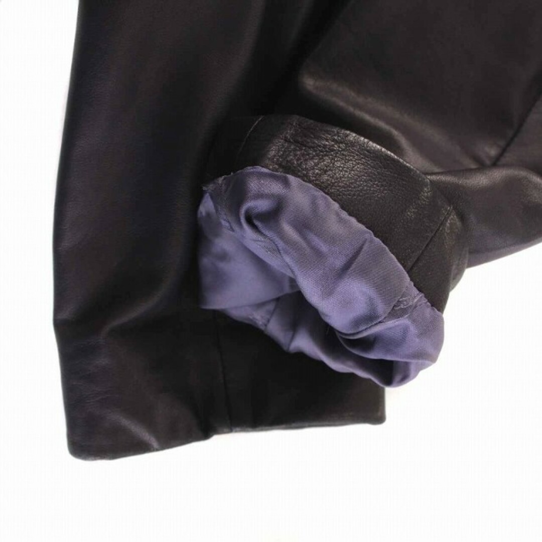 AIGNER(アイグナー)のアイグナー ノーカラー レザージャケット 革ジャン ジップアップ 44 L 紫 レディースのジャケット/アウター(ブルゾン)の商品写真