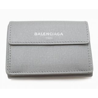 バレンシアガ(Balenciaga)の極美品★BALENCIAGA バレンシアガ 410133 ロゴ入 レザー 三つ折り財布 ミニウォレット/コンパクトウォレット ライトグレー 伊製 箱・保管袋(財布)