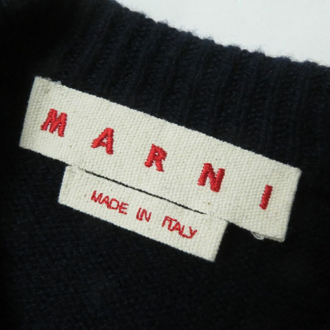 極美品★正規品 MARNI マル二 2020年 クルーネック リブ・ケーブル編み切替デザイン カシミヤニット／セーター レディース マルチ 42 伊製 4