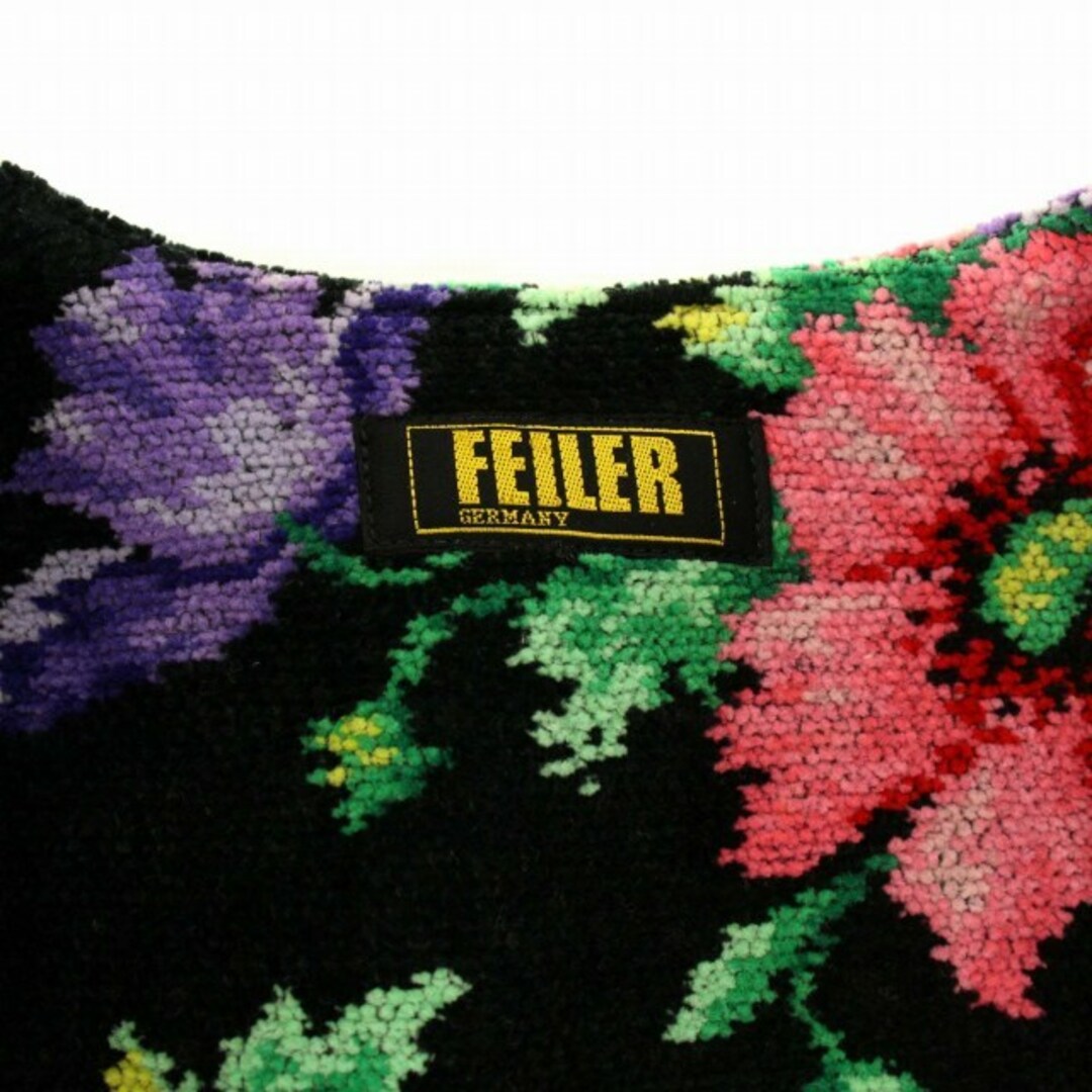 FEILER(フェイラー)のフェイラー ノーカラーコート ロング ギャザー 花柄 大きいサイズ 黒 レディースのジャケット/アウター(その他)の商品写真