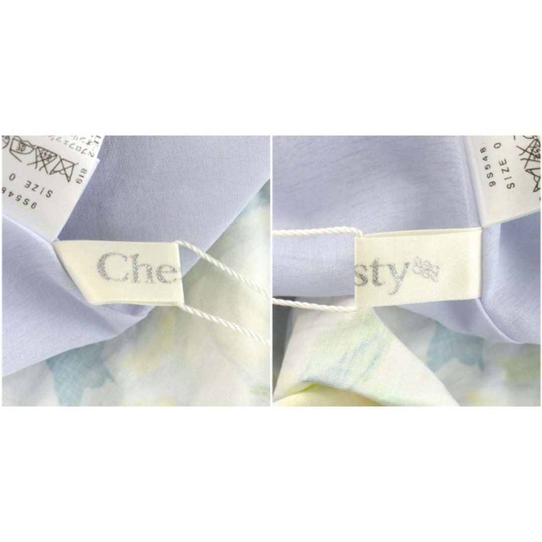 Chesty - チェスティ ワンピース ひざ丈 ノースリーブ 花柄 0 XS 水色