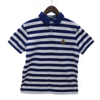 ポロラルフローレン(POLO RALPH LAUREN)のポロ バイ ラルフローレン ポロシャツ 半袖 ボーダー 首ボタン 綿 青 M(ポロシャツ)