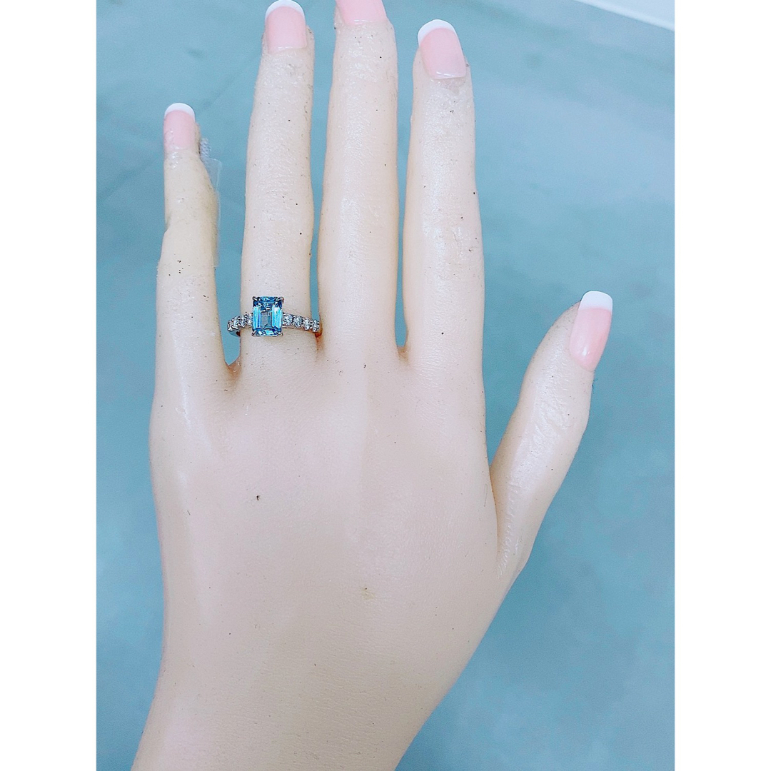 ★1.47ct★✨アクアマリン0.50ctダイヤモンドプラチナリング指輪 レディースのアクセサリー(リング(指輪))の商品写真