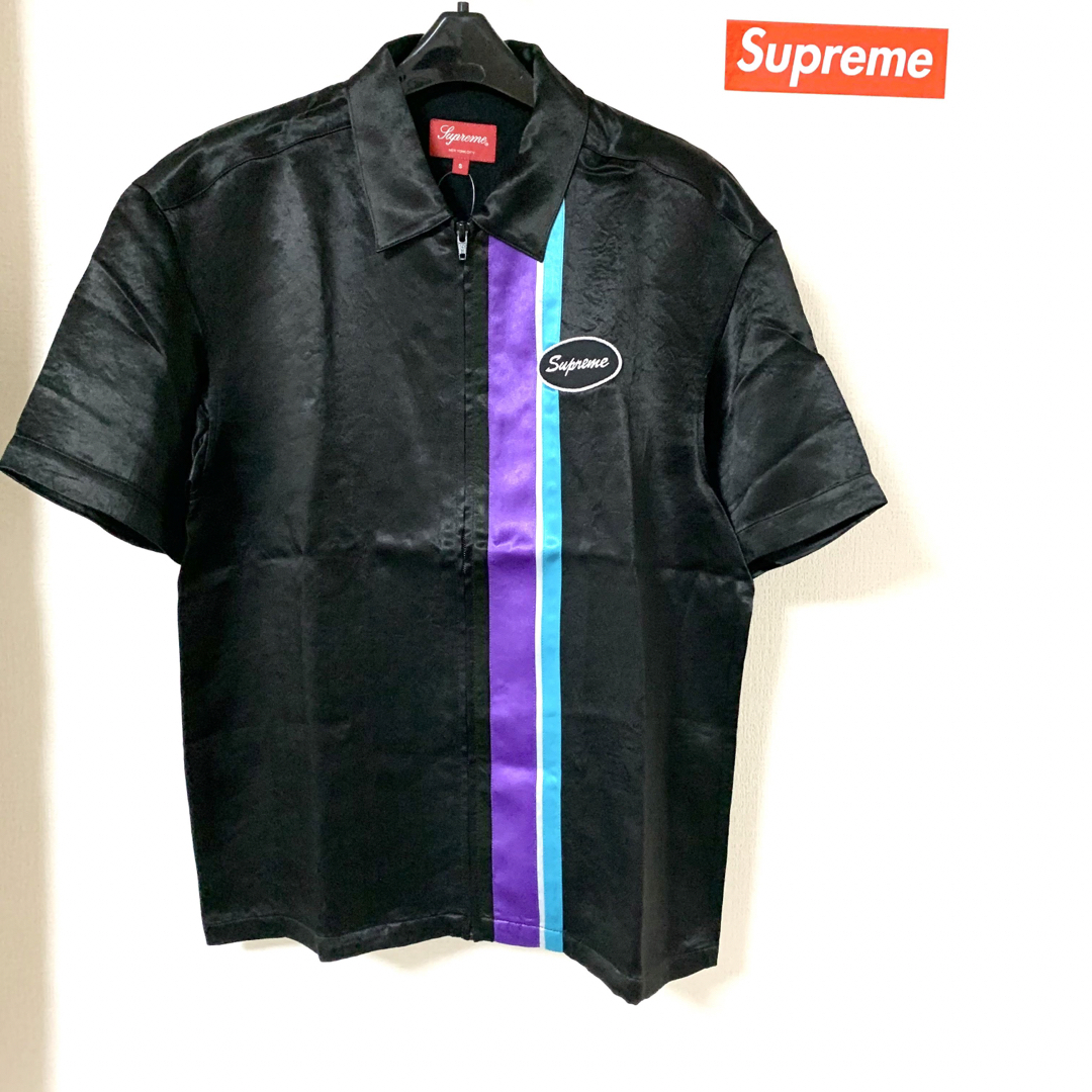 Supreme(シュプリーム)のSupreme Satin Zip Up S/S Work Shirt 黒 S メンズのトップス(シャツ)の商品写真