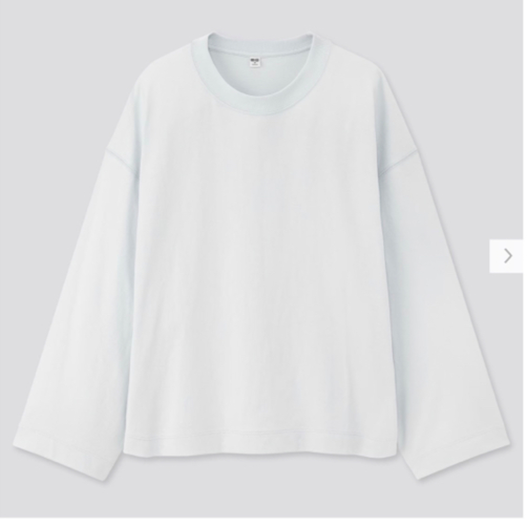 UNIQLO(ユニクロ)の新品タグ付●ユニクロ　コットンオーバーサイズワイドスリーブT ライトブルー　XL レディースのトップス(Tシャツ(長袖/七分))の商品写真