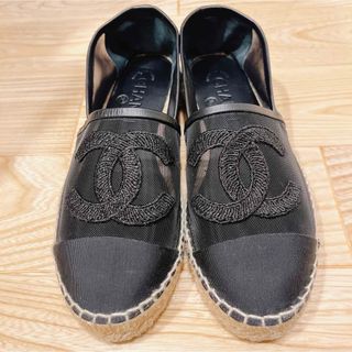 シャネル(CHANEL)のCHANEL シャネル エスパドリーユ ブラック シースルー(スリッポン/モカシン)