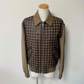 ベルルッティ(Berluti)の新品 ベルルッティ レザー千鳥格子柄ウールブルゾン(ブルゾン)