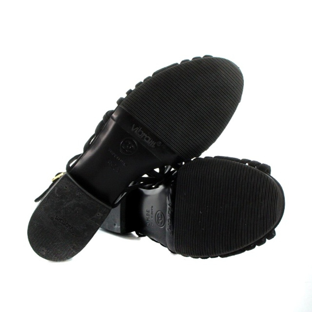 CHANEL(シャネル)のシャネル CHANEL カメリア サンダル スエード 23.5cm 黒 レディースの靴/シューズ(サンダル)の商品写真