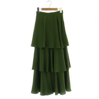 クラネ 21AW TIERED SATIN SKIRT スカート ロング 0 緑(ロングスカート)